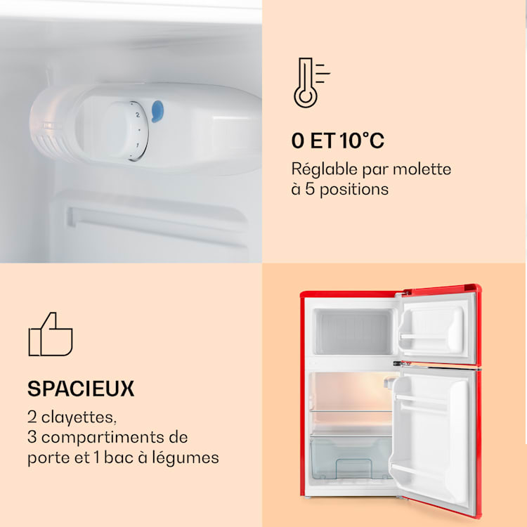 Monroe koel-vriescombinatie 61/24 liter 0 - 10 °C 70 watt Rood