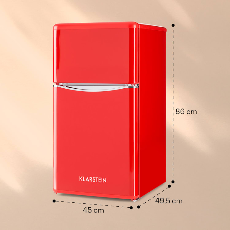 Monroe Red, kombinovaná chladnička, 61/24 l, energet. trieda F, Retrolook, červená Červená