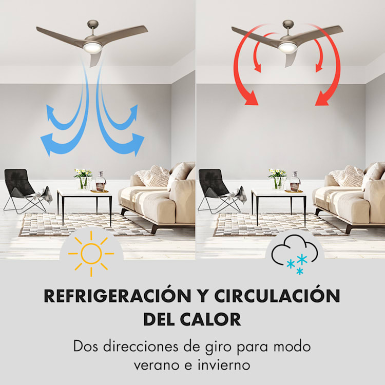 Figo Ventilador de techo 52" 55W Lámpara de techo 2x42W Mando a distancia Titanio 132 cm (habitaciones de 13 a 25 m²) | Mando a distancia | níquel