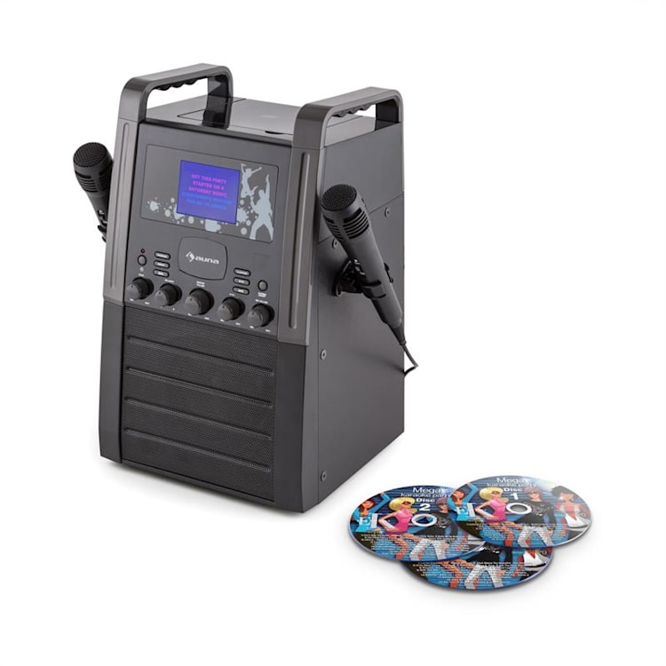 Ka8B-V2 BK karaoke-installatie CD-speler AUX 2x microfoon incl. 3 x karaoke CD+G