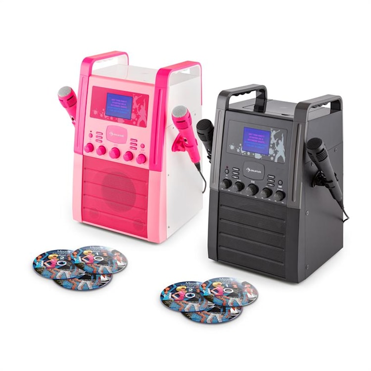 Ka8B-V2 BK karaoke-installatie CD-speler AUX 2x microfoon incl. 3 x karaoke CD+G