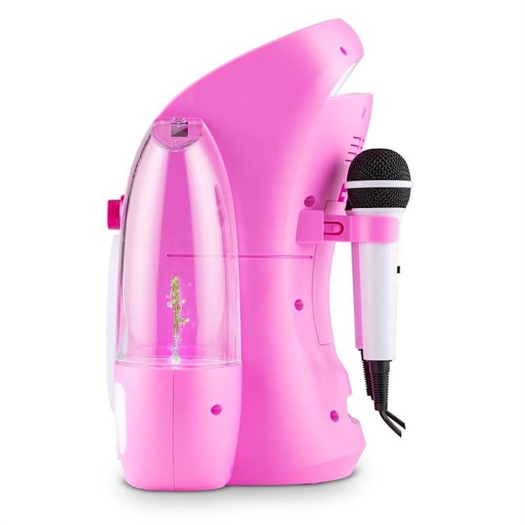 Kara Liquida, karaoke systém, CD, USB , MP3, fontána, LED, 2 x mikrofón, prenosný Ružová