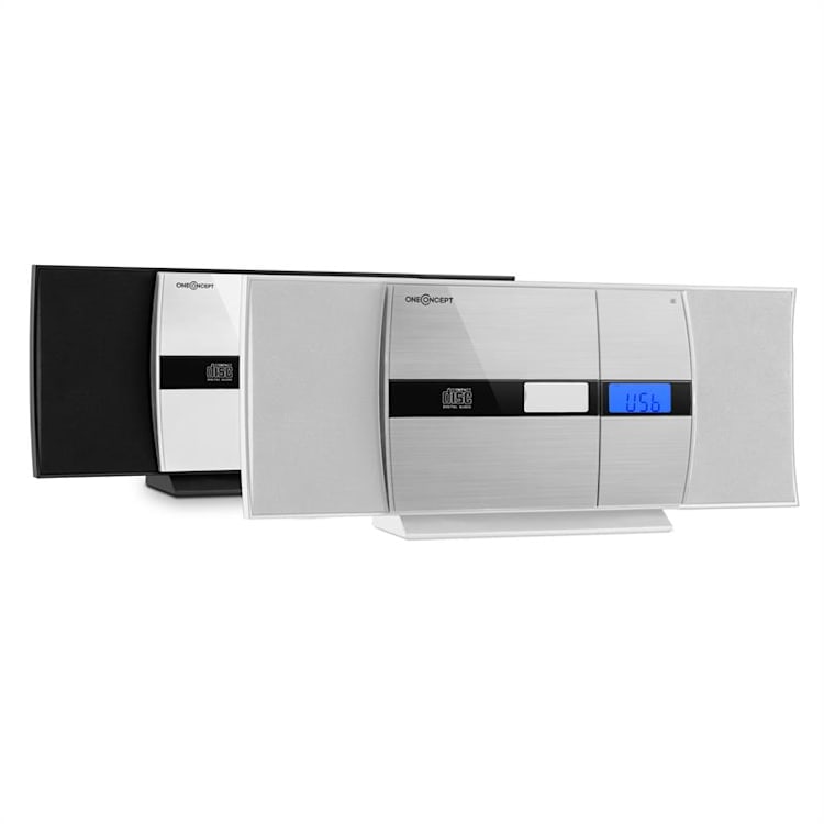 V-15 Stereoanlage CD USB MP3 UKW AUX Wandmontage Wecker Fernbedienung weiß/silber Weiß