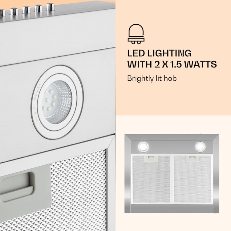 Exaustor Zarah Aço Inoxidável 60cm Montagem na Parede 600 m³/h LED