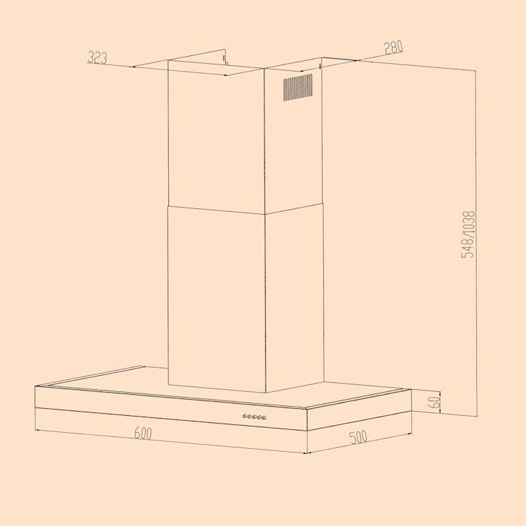 Zarah Dunstabzugshaube Edelstahl 60cm Wandanbau 600 m³/h LED