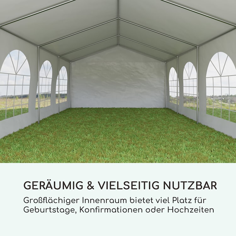 Sommerfest 4x8m 500 g/m² Partyzelt Festzelt PVC wasserdicht feuerfest 4 x 8 m / feuerfest / weiß