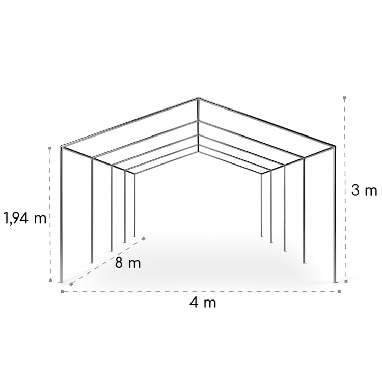 Sommerfest Tenda Pavilhão de Lona para Festas 4x8m 500 g/m² PVC 4 x 8 m / resistente ao fogo / branco