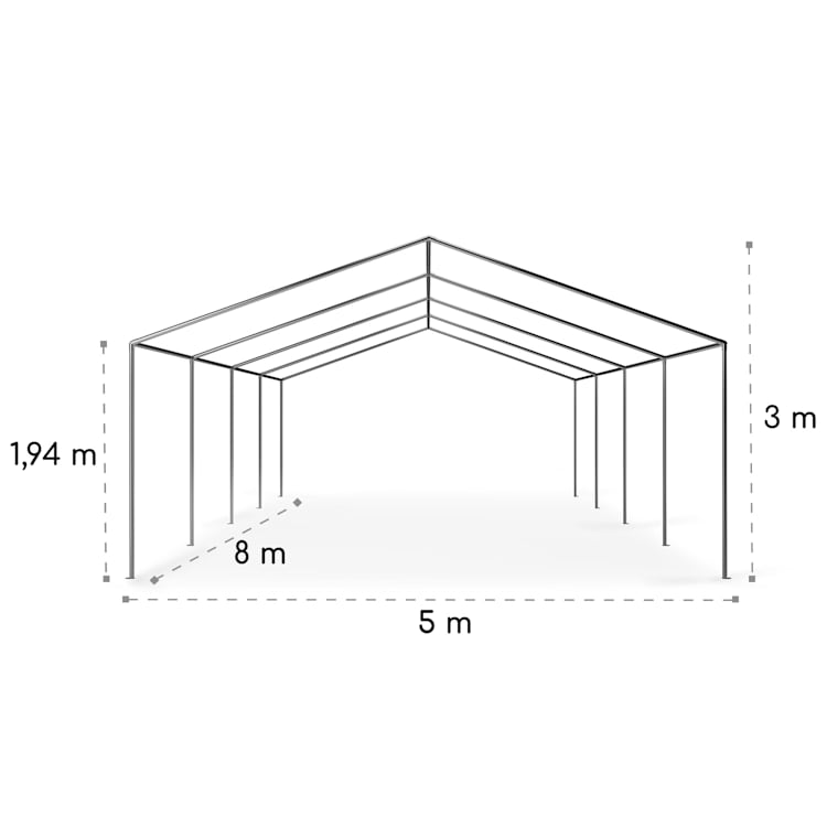 Sommerfest 5x8m 500 g/m² Carpa de fiestas Carpa PVC impermeable resistente al fuego 5 x 8 m/resistente al fuego/blanco