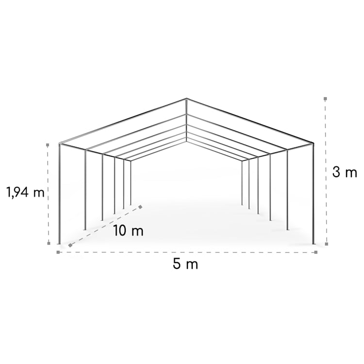 Sommerfest 5x10m 500 g/m² partytent PVC wit 5 x 10 m/ verzinkt/ wit