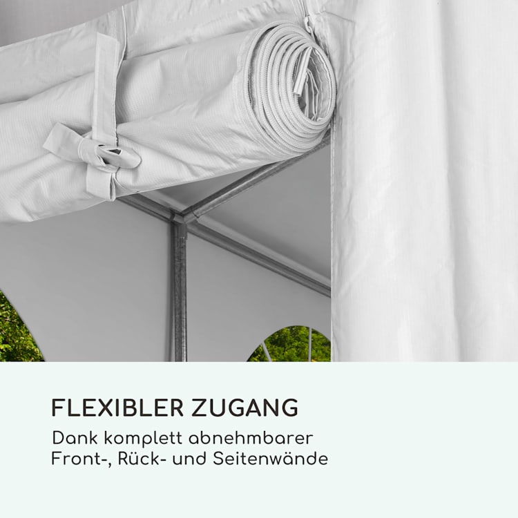 Sommerfest 6x12m 500 g/m² Partyzelt Festzelt PVC wasserdicht verzinkt 6 x 12 m / verzinkt / weiß