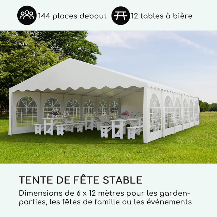 Sommerfest 6x12m 500 g/m² Chapiteau tente PVC étanche galvanisé 6x12 m / galvanisé / blanc