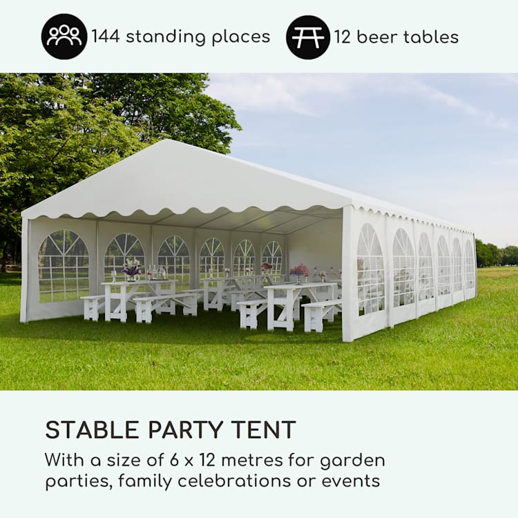 Summerfest Outdoor Garden Party Tent Marquee PVC Waterproof Galvanised White 6 x 12 m 500 g / m² White 6 x 12 m / galvanised / white