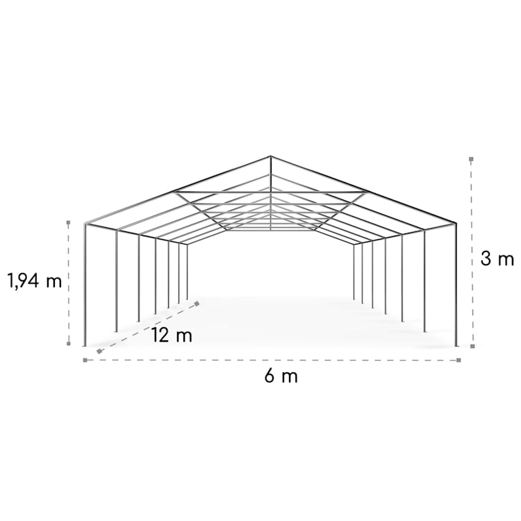 Sommerfest 6x12m 500 g/m² Carpa de fiestas Carpa PVC impermeable galvanizado 6 x 12 m/galvanizado/blanco