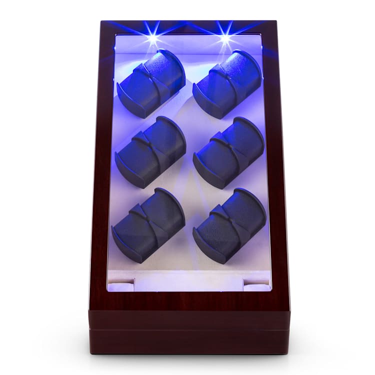 Klingenthal horlogeopwinder rechts-links draaiend tot 2200 r/d 12 horloges RGB-LED touch afsluitbaar Mahonie