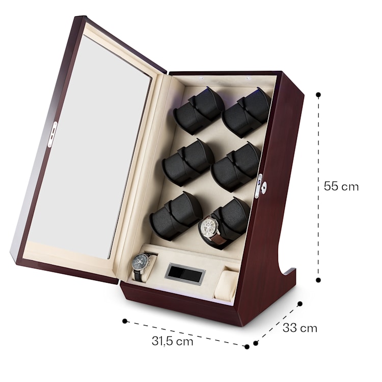 Klingenthal Remontoir droite-gauche jusqu'à 2200 T/j 12 montres RVB-LED tactile verrouillable Acajou