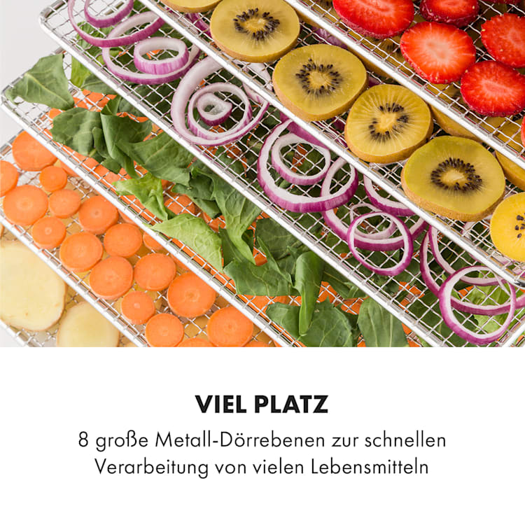 Fruit Jerky Steel 8 Dörrautomat 8 Etagen 630 W Fläche: 0,86 m² Timer 8 Etagen