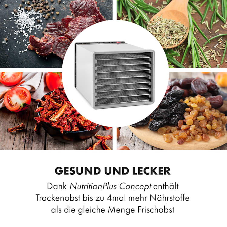 Fruit Jerky Steel 8 Dörrautomat 8 Etagen 630 W Fläche: 0,86 m² Timer 8 Etagen
