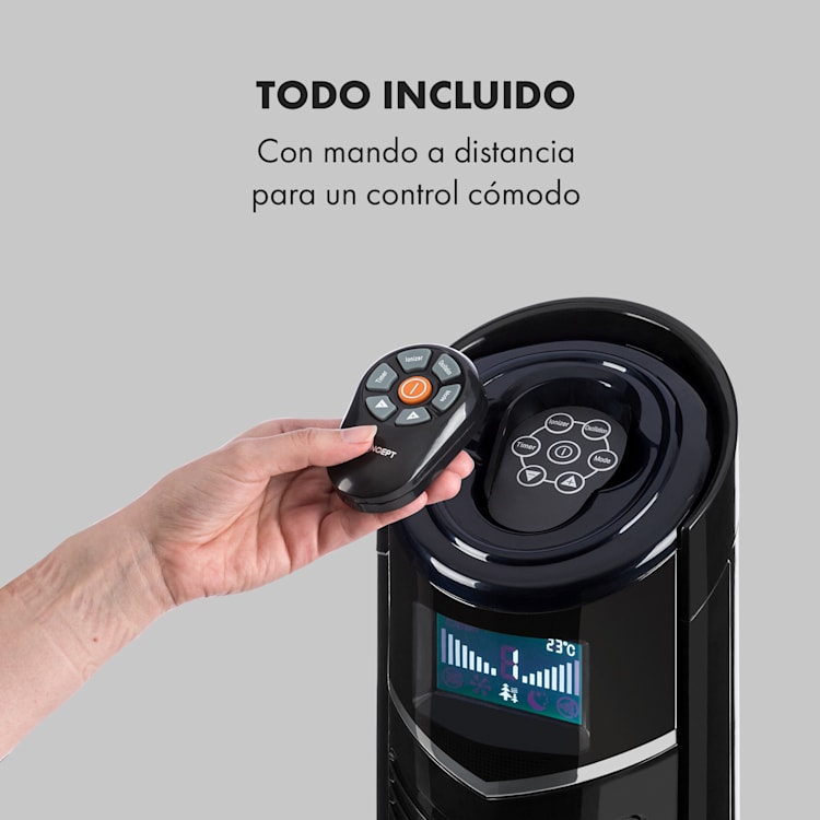 Northpeak Ventilador de torre de altura regulable y 44 W Temporizador Mando a distancia Negro