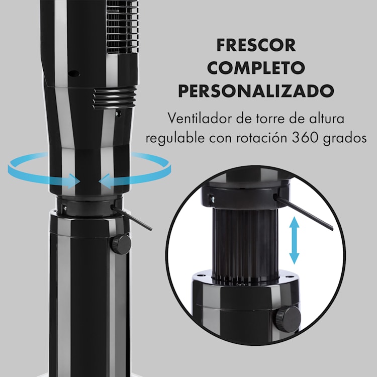 Northpeak Ventilador de torre de altura regulable y 44 W Temporizador Mando a distancia Negro