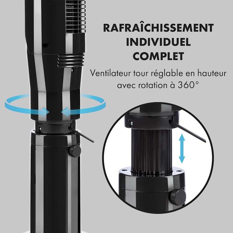 Northpeak ventilateur tour hauteur réglable 44 W minuterie télécommande Noir