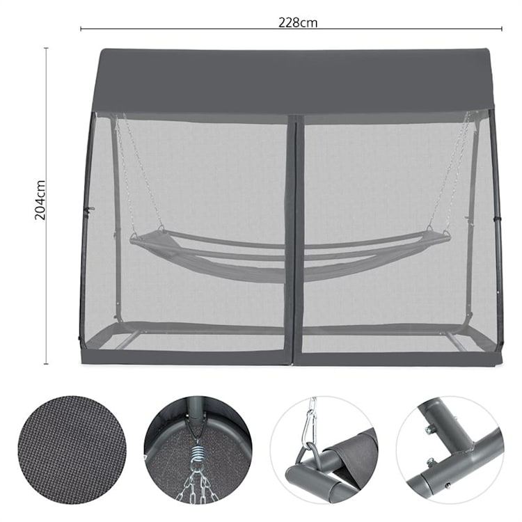 Bel Air hangmat 200x130 cm stalen frame muggennet antraciet