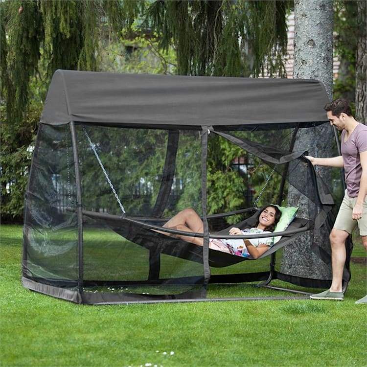 Bel Air hangmat 200x130 cm stalen frame muggennet antraciet