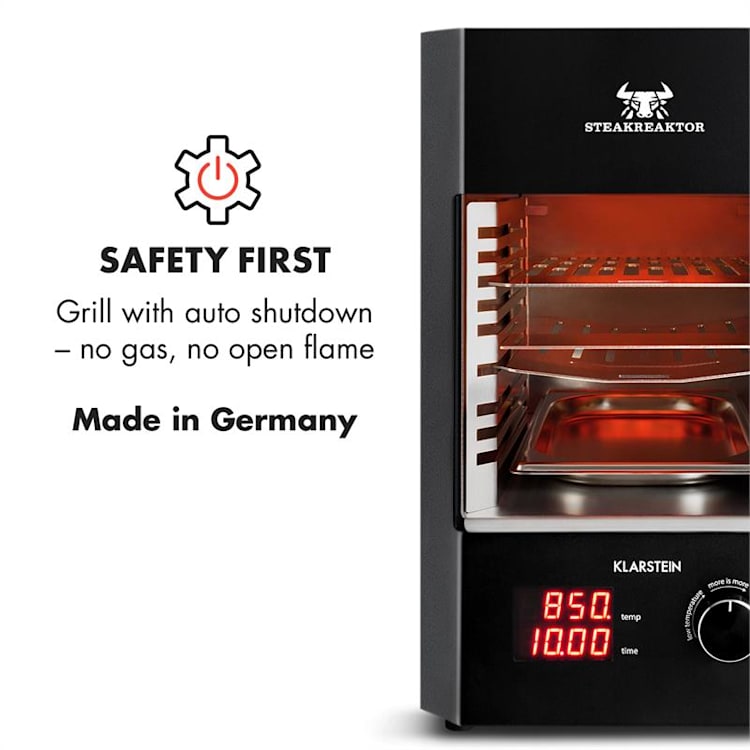 Steakreaktor 2.0 Grill da Interni 850 °C 1600W infrarossi Made in Germany Nero
