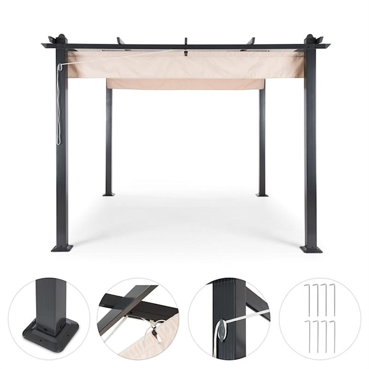 Pantheon Pérgola Colgadizo 3x3m Aluminio Toldo Poliéster 3 x 3 m | Beige