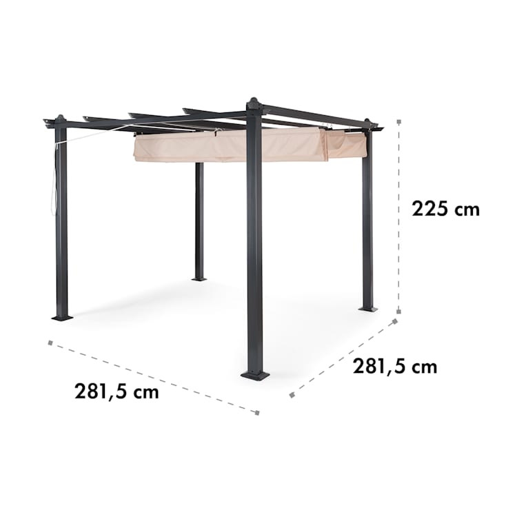 Pantheon Pérgola Colgadizo 3x3m Aluminio Toldo Poliéster 3 x 3 m | Beige