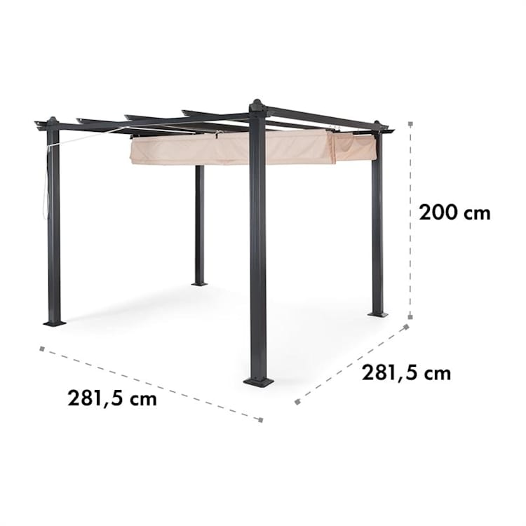 Pantheon Pérgola Colgadizo 3x3m Aluminio Toldo Poliéster 3 x 3 m | Beige