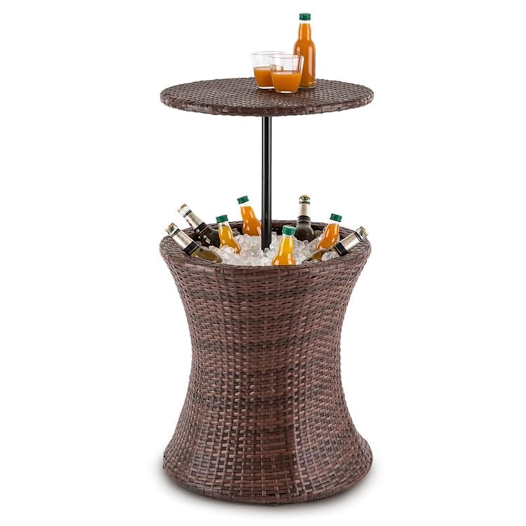 Beerboy Table de jardin & réfrigérateur à boissons Ø50cm rotin marron