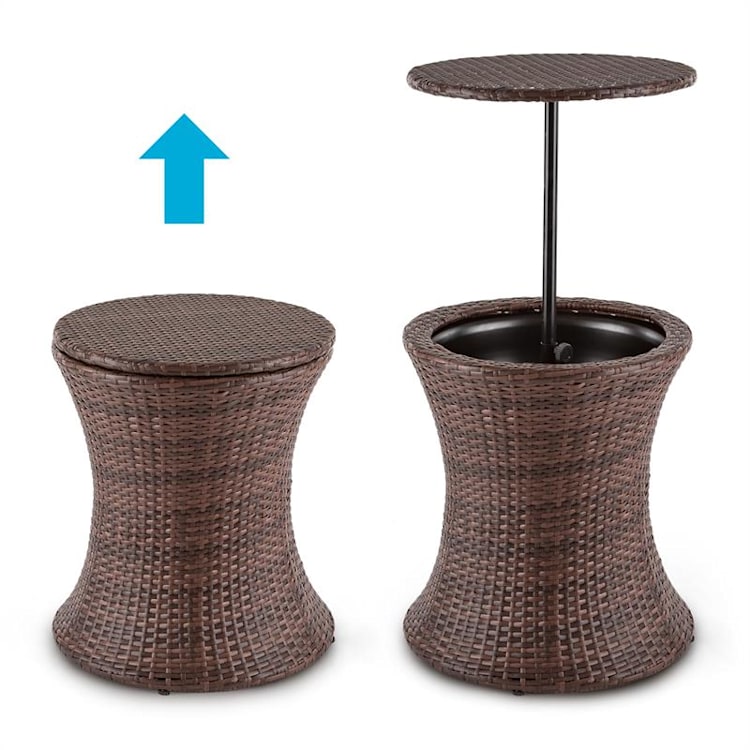 Beerboy Table de jardin & réfrigérateur à boissons Ø50cm rotin marron