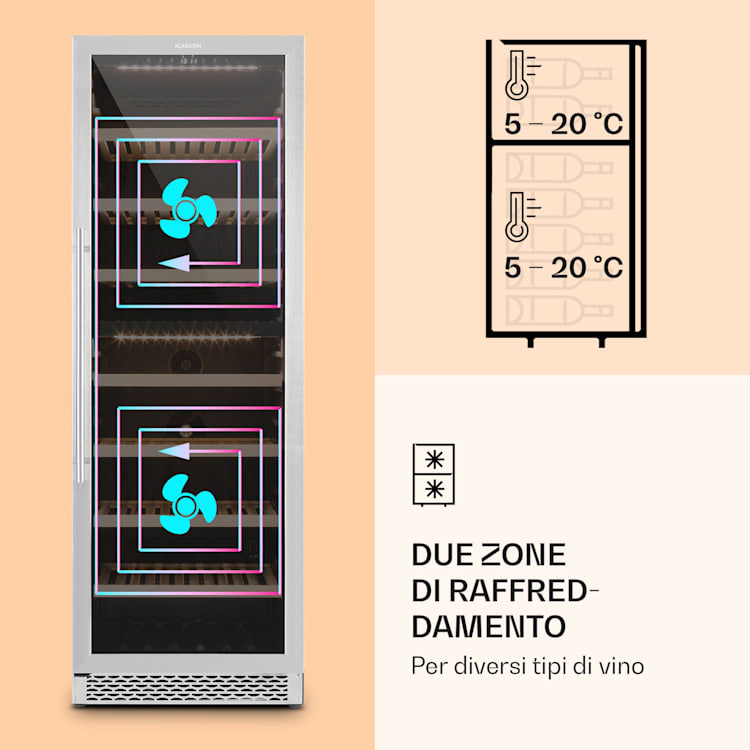Reserva 166 Duo - Frigorifero per vini, 166 bottiglie, 379 litri, 2 zone, touch