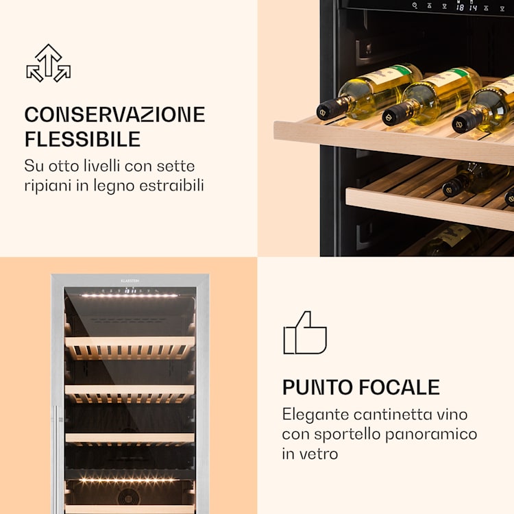 Reserva 166 Duo - Frigorifero per vini, 166 bottiglie, 379 litri, 2 zone, touch