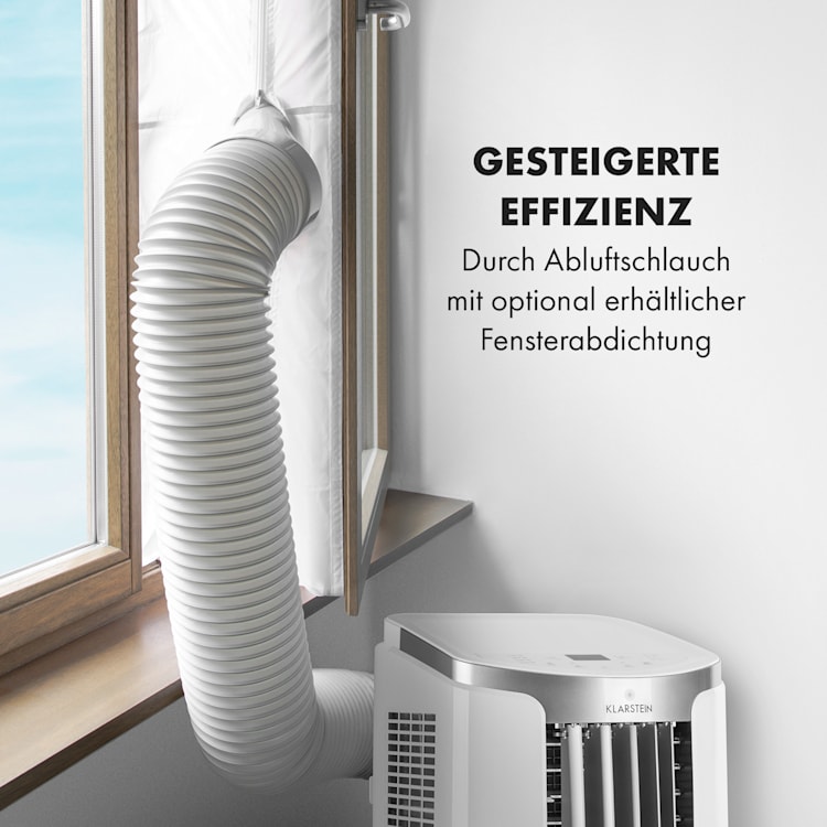 New Breeze 7 mobile Klimaanlage 7000BTU 2,1kW bis 34m² EEC A mobil Fernbedienung Weiß / silber
