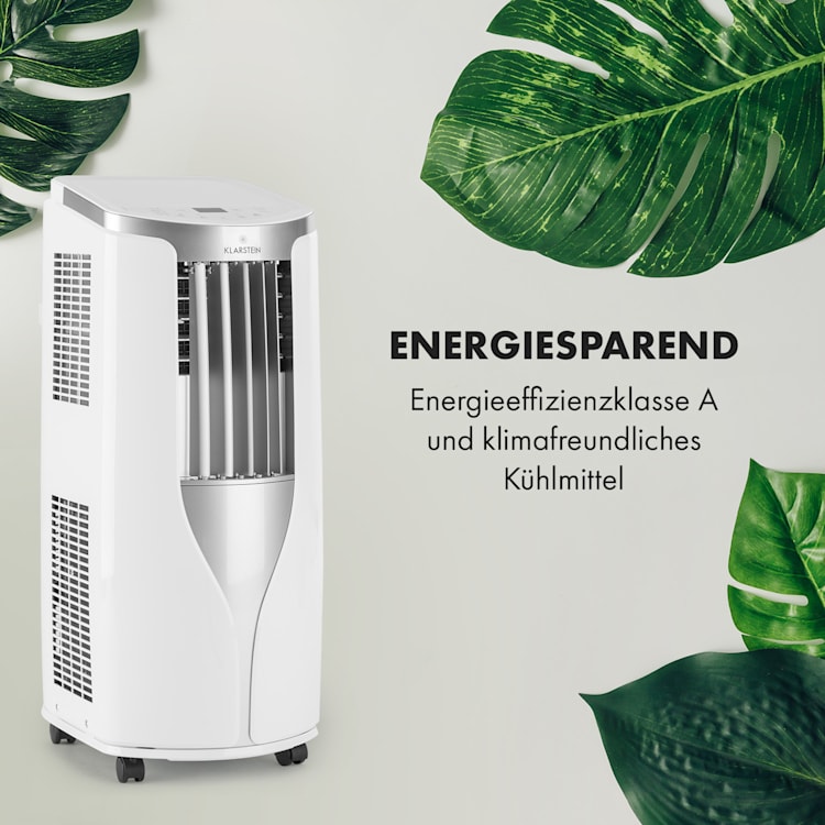 New Breeze 7 mobile Klimaanlage 7000BTU 2,1kW bis 34m² EEC A mobil Fernbedienung Weiß / silber