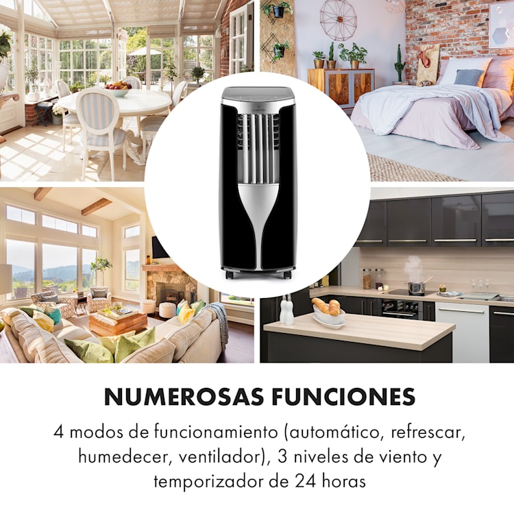 New Breeze 7 aire acondicionado móvil 7000 BTU 2,1 kW hasta 34 m² EEC A móvil mando a distancia Negro / plata