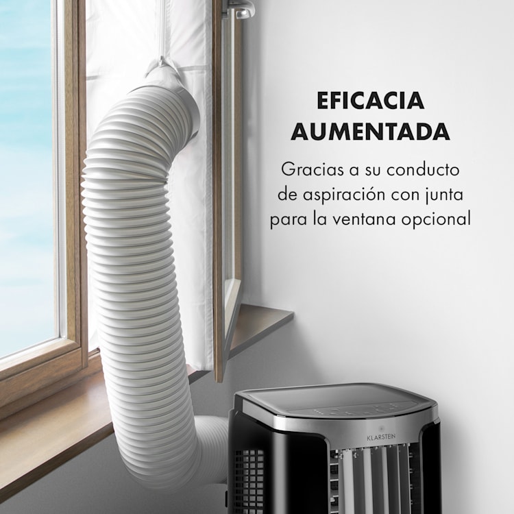 New Breeze 7 aire acondicionado móvil 7000 BTU 2,1 kW hasta 34 m² EEC A móvil mando a distancia Negro / plata