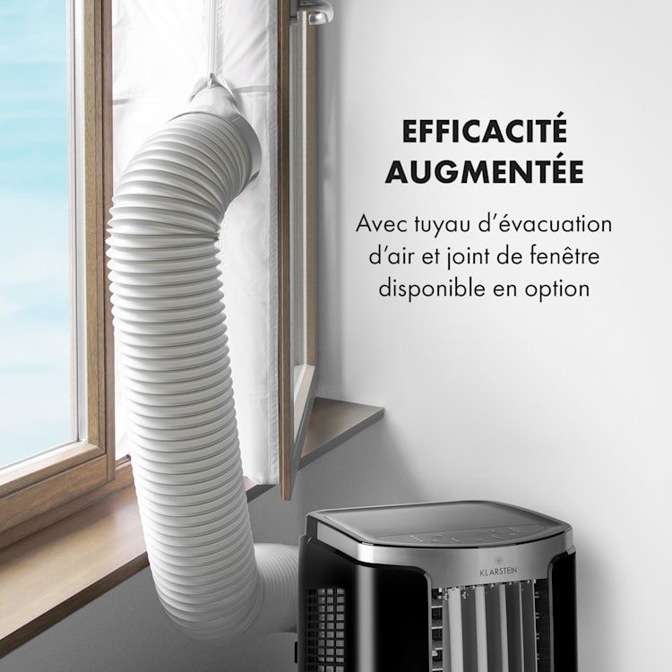 Nieuwe Breeze 7 mobiele airconditioner 7000BTU 2.1kW tot 34m² EEG A mobiele afstandsbediening Zilver / Zwart