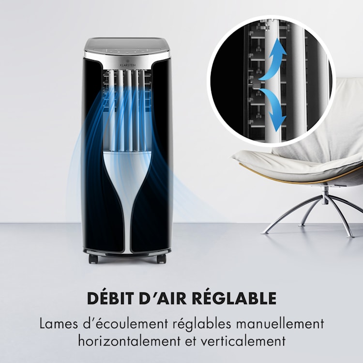 Nieuwe Breeze 7 mobiele airconditioner 7000BTU 2.1kW tot 34m² EEG A mobiele afstandsbediening Zilver / Zwart