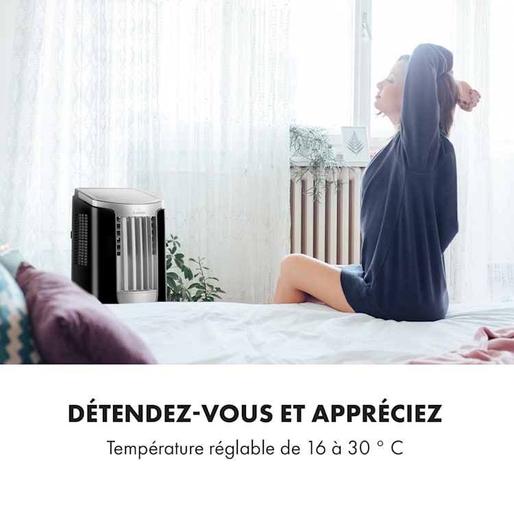 Nieuwe Breeze 7 mobiele airconditioner 7000BTU 2.1kW tot 34m² EEG A mobiele afstandsbediening Zilver / Zwart