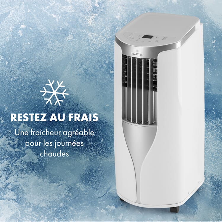 New Breeze 9 mobiele airco 4-in-1 9.000 BTU / 2,6 kW EEK A wieltjes timerfunctie Wit / Zilver