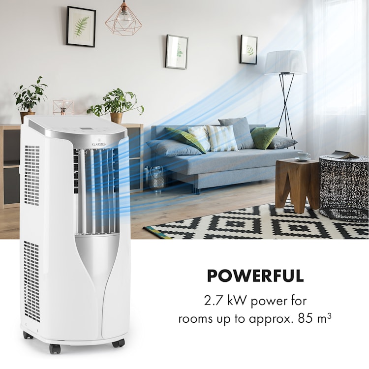 New Breeze 9, aer condiționat portabil, 2,7 KW, clasa de eficiență energetică A, telecomandă, alb Alb / Argintiu