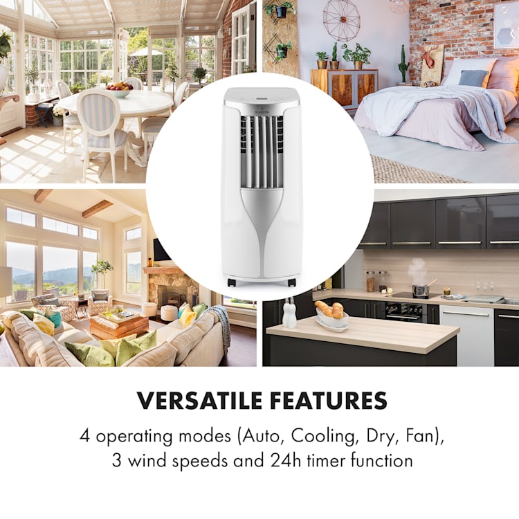 New Breeze 9, aer condiționat portabil, 2,7 KW, clasa de eficiență energetică A, telecomandă, alb Alb / Argintiu