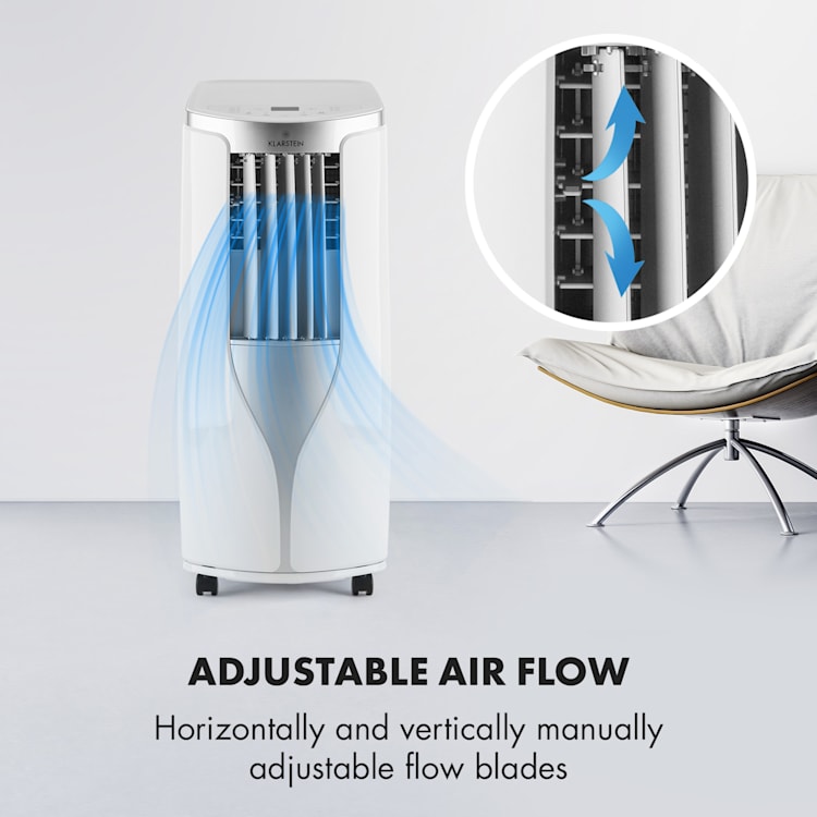 New Breeze 9, aer condiționat portabil, 2,7 KW, clasa de eficiență energetică A, telecomandă, alb Alb / Argintiu