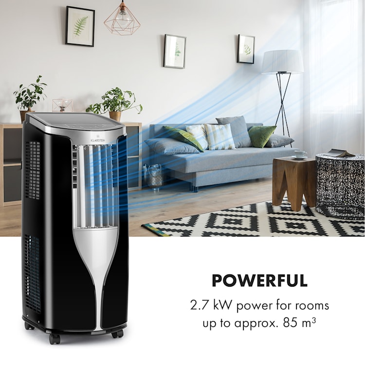 New Breeze 9, mobilná klimatizácia, 2.7 kW, trieda energetickej účinnosti A, diaľkový ovládač, čierna Strieborná čierna