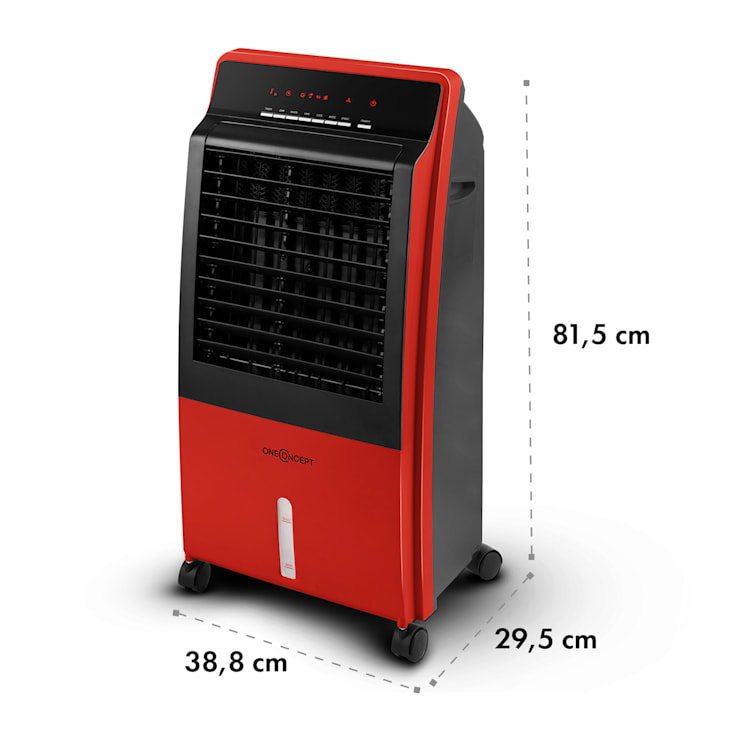 CTR-1 4-in-1 Luftkühler Ventilator Luftbefeuchter Luftreiniger 360 m³/h | 65 Watt | 8 Liter | 3 Geschwindigkeiten | Oszillation | Ionisator | Fernbedienung | mobil Rot