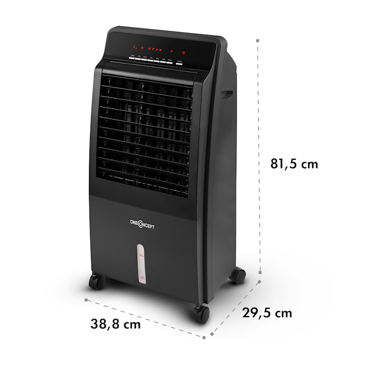 CTR-1 4-in-1 Luftkühler Ventilator Luftbefeuchter Luftreiniger 360 m³/h | 65 Watt | 8 Liter | 3 Geschwindigkeiten | Oszillation | Ionisator | Fernbedienung | mobil Schwarz