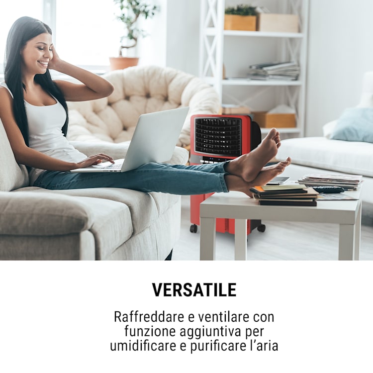 Baltic Red Raffrescatore Ventilatore 3in1 65W 360m³/h Telecomando rosso