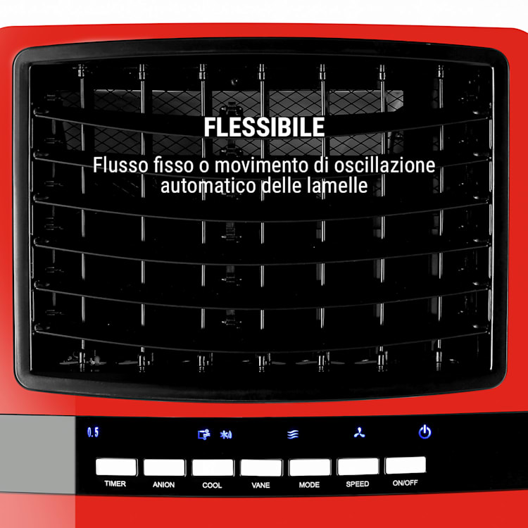 Baltic Red Raffrescatore Ventilatore 3in1 65W 360m³/h Telecomando rosso